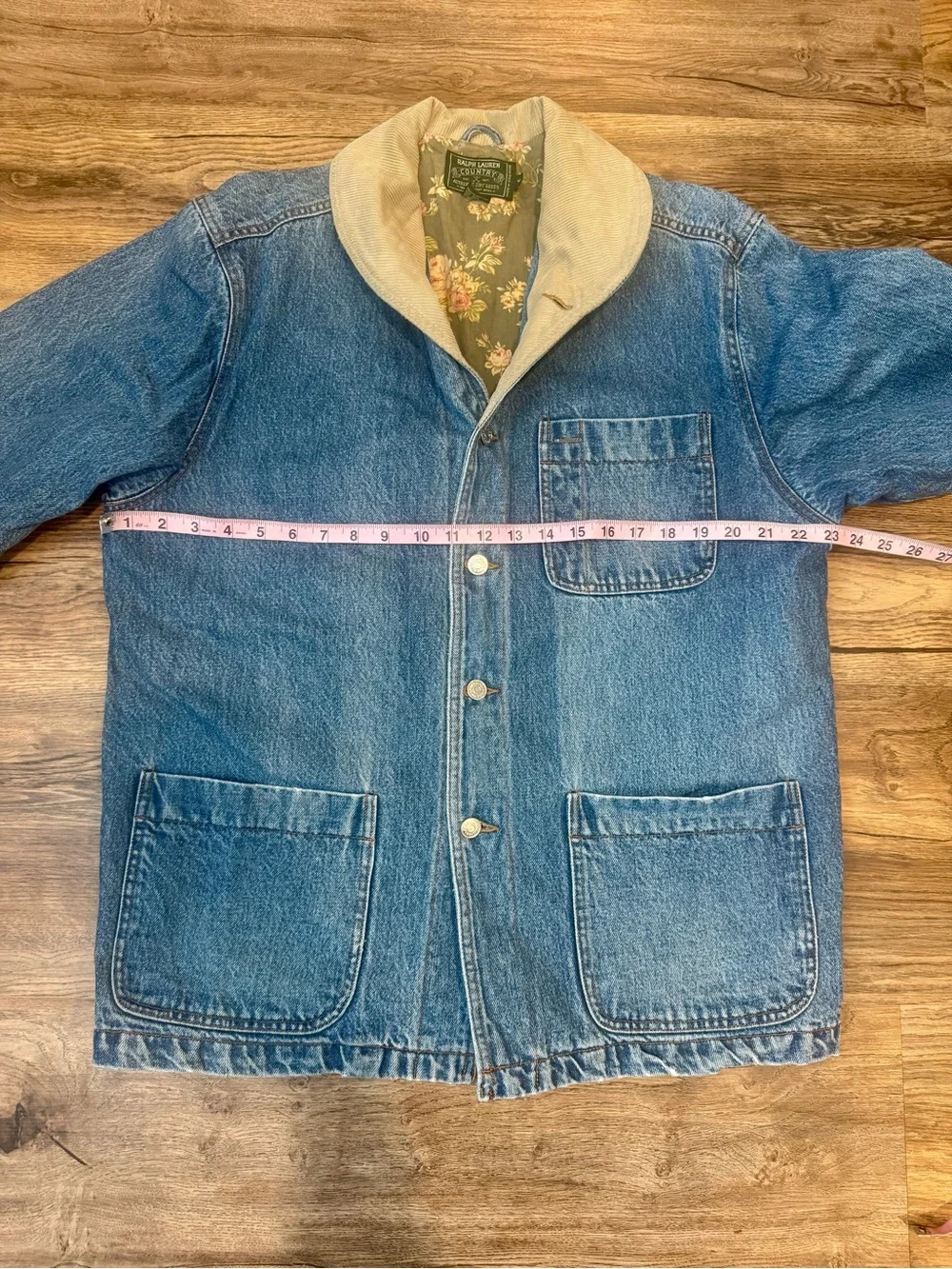 Vintage Ralph Lauren Country Denim Barn Chore Jacket Floral Lined Size M - Picture 3 of 9